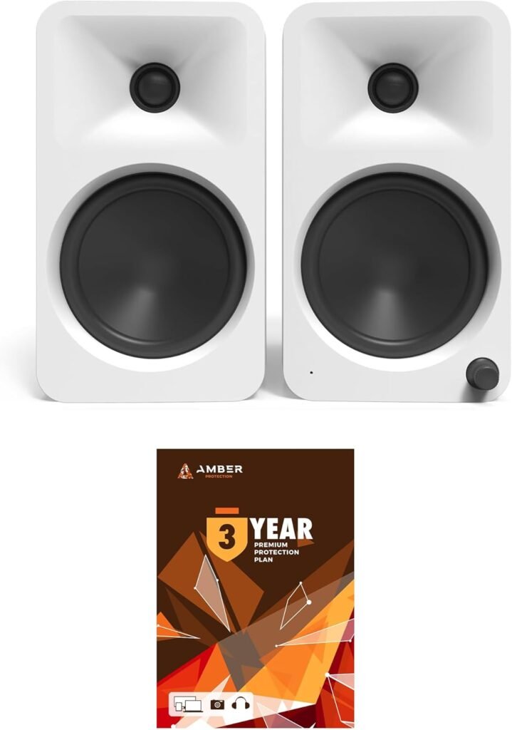 Kanto REN MB Bluetooth Powered Bookshelf Speakers - Matte Black Pair with Year Amber Protection Extension Plan (2024)