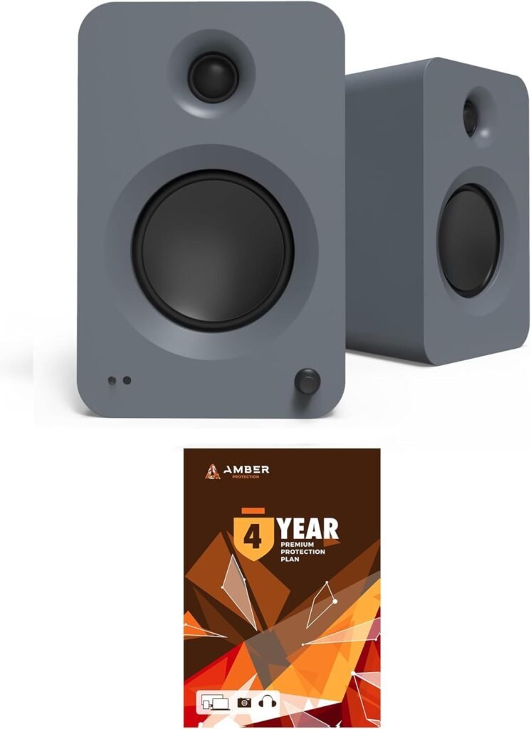 Kanto REN MB Bluetooth Powered Bookshelf Speakers - Matte Black Pair with Year Amber Protection Extension Plan (2024)