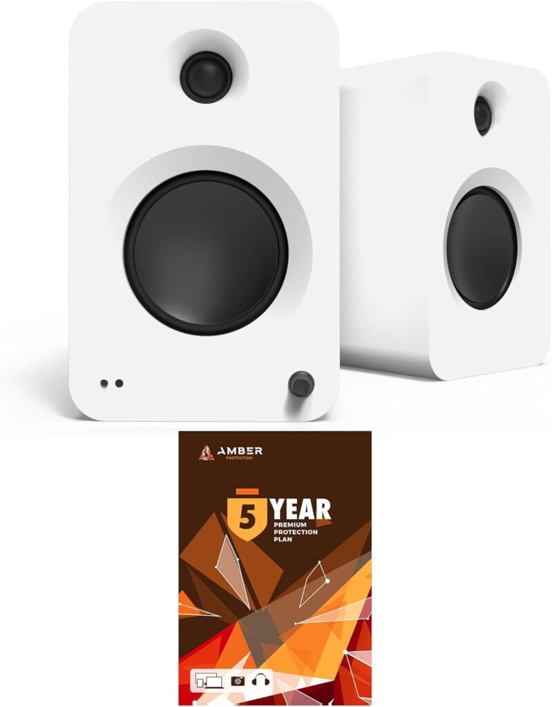 Kanto REN MB Bluetooth Powered Bookshelf Speakers - Matte Black Pair with Year Amber Protection Extension Plan (2024)