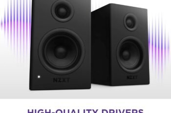 NZXT Relay PC Gaming Desktop Speakers – AP-SPKB2-US – Bookshelf-Style Design – 80 Watts – High Dynamic Range – Silk Dome Tweeters – Glass Fiber Woofers – Black