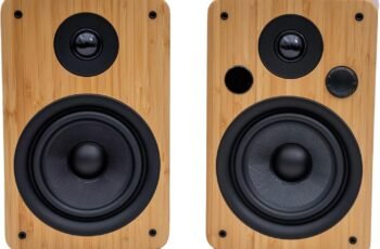 Peachtree Audio M25x Powered Bluetooth Bookshelf Speakers (Pair) – Real Bamboo Brown | Hi-Fi Stereo Sound, 5.25” Woofer, Sub Out, USB, Optical, RCA | for TV, Turntables, Desktop & Home Audio
