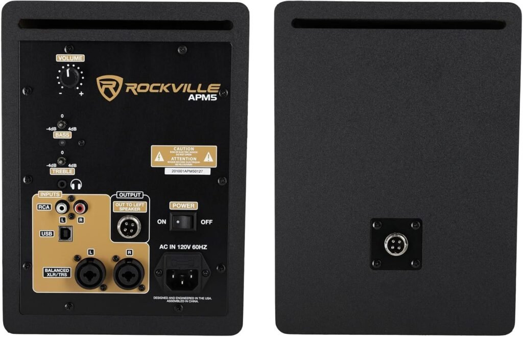 Rockville 5.25 2-Way 250W Active/Powered USB Studio Monitor Speakers Pair (APM5C)