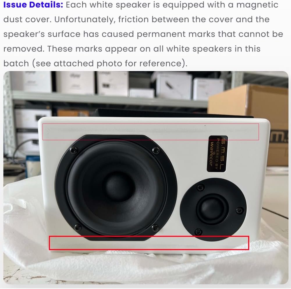 SMSL Bookshelf Speakers Tabebuia, Studio Hi-Fi Speakers for Home Audio Wavecor Custom Drivers, Watts Per Channel, Audiophile HIFI Two-Way Bookshelf Desktop Surround Passive Speaker, White(Pair)