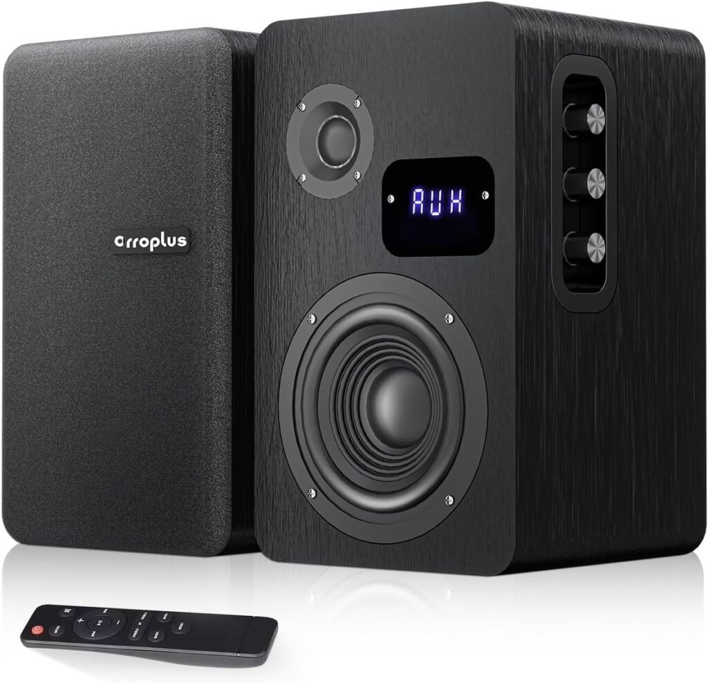 Active Bookshelf Speakers, 80W Powered Vinyl Record Player Speakers with Inch Woofer, Turntable Speakers with Optical/ARC/RCA/AUX/BT Input, Home Stereo Speakers Wired for TV Desktop PC