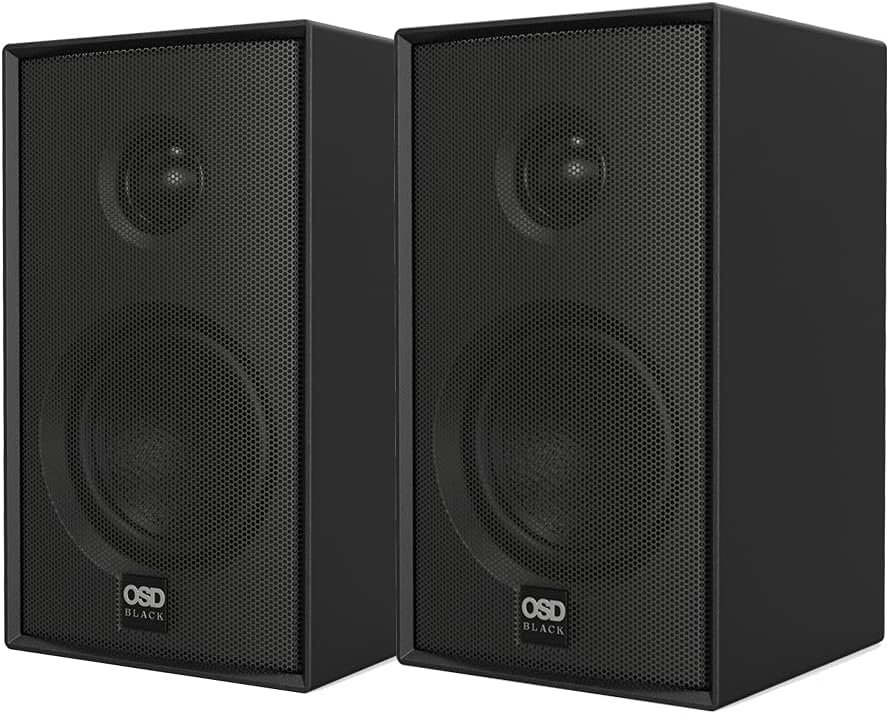 OSD Audio Nero MODQ3 Bookshelf LCR Speaker 120W, Dual Glass Fiber Woofer  1” Silk Dome Tweeter, Magnetic to Create a Sound bar (Black, Single)