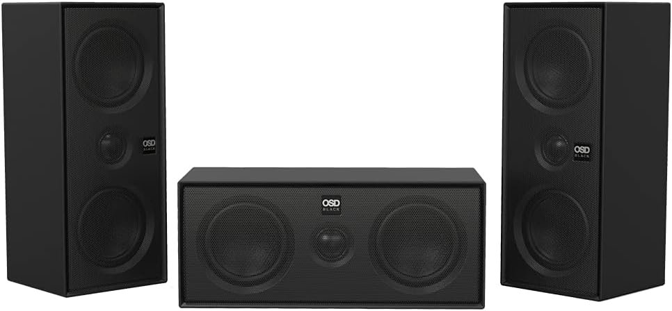 OSD Audio Nero MODQ3 Bookshelf LCR Speaker 120W, Dual Glass Fiber Woofer  1” Silk Dome Tweeter, Magnetic to Create a Sound bar (Black, Single)