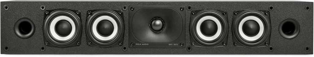 Polk Monitor XT35 Slim Center Channel Speaker - Hi-Res Audio Certified, Dolby Atmos  DTS:X Compatible, Terylene Tweeter  Four Dynamically Balanced Woofers, Wall-Mountable, Midnight Black