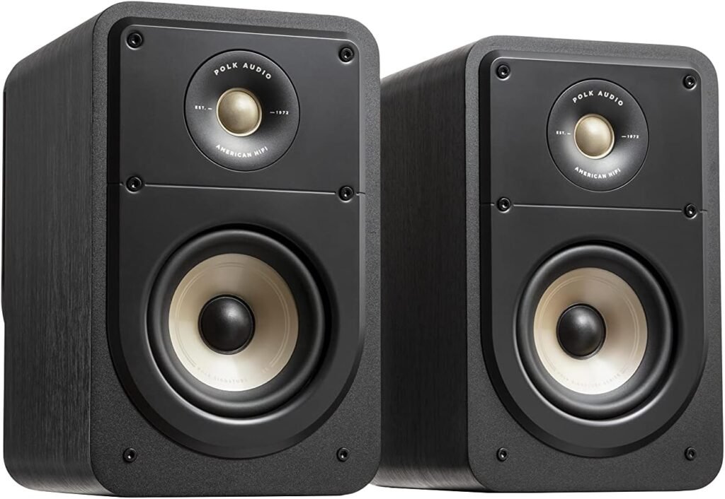 Polk Signature Elite ES15 Bookshelf Speaker Hi-Res Audio Certified Dolby Atmos  DTS:X Compatible 1-inch Tweeter  5.25-inch Woofer Power Port for Effortless Bass Pair Stunning Black (Renewed)