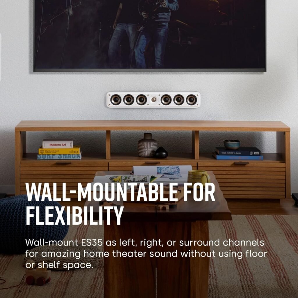 Polk Signature Elite ES35 Slim Center Channel Speaker - Hi-Res Audio Certified, Dolby Atmos  DTS:X Compatible, Tweeter  (6) Woofers, Dual Power Port for Effortless Bass, Stunning Black